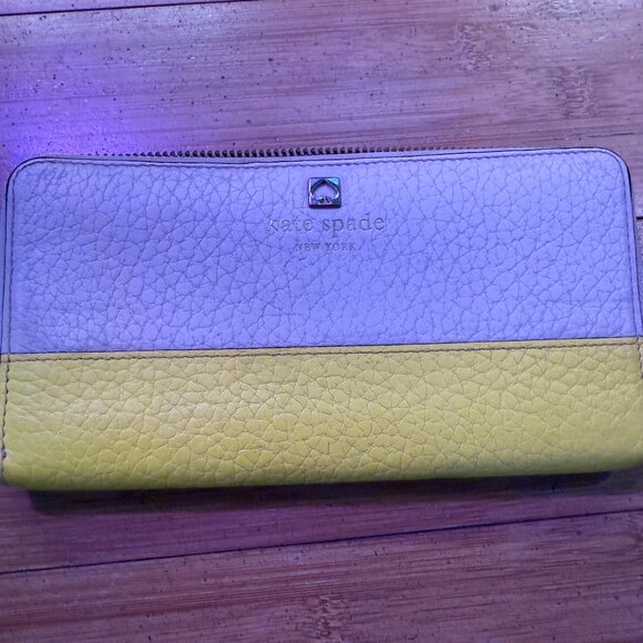 ✨ Kate Spade Colorblock Zip-Around Leather Wallet — Yellow & Cream ✨ - Picture 1 of 2